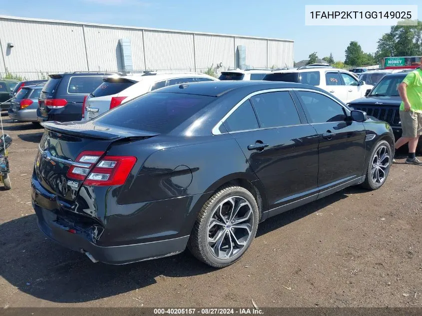 2016 Ford Taurus Sho VIN: 1FAHP2KT1GG149025 Lot: 40205157