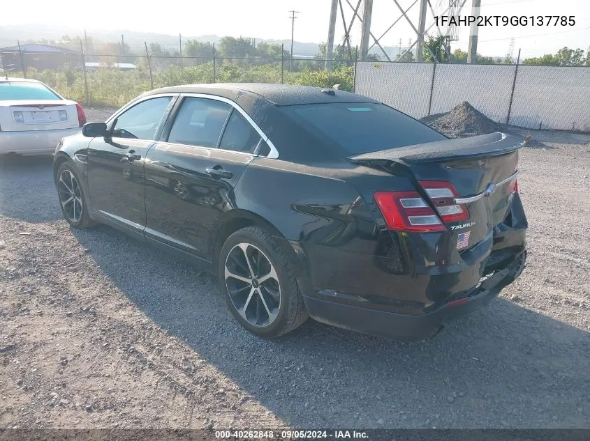 2016 Ford Taurus Sho VIN: 1FAHP2KT9GG137785 Lot: 40262848