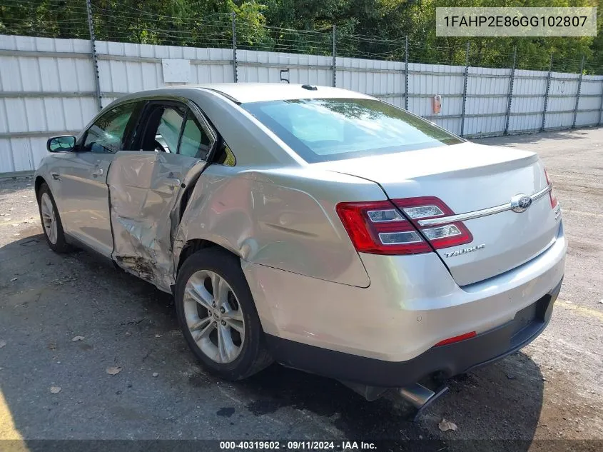 2016 Ford Taurus Sel VIN: 1FAHP2E86GG102807 Lot: 40319602