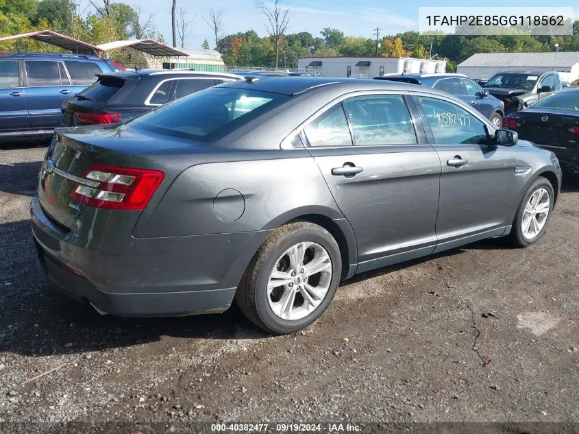 1FAHP2E85GG118562 2016 Ford Taurus Sel