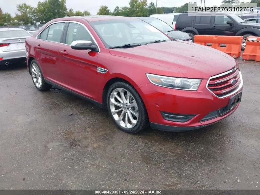 2016 Ford Taurus Limited VIN: 1FAHP2F87GG102765 Lot: 40420357