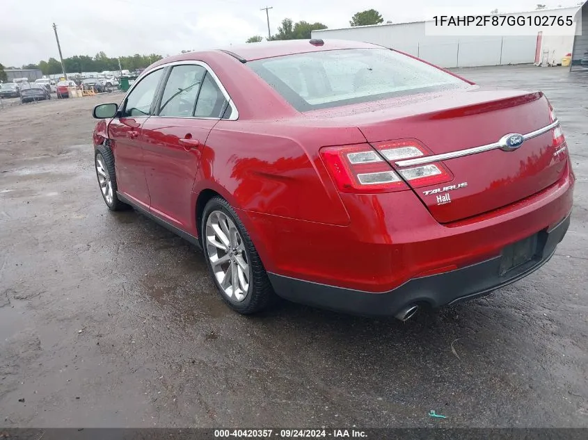 2016 Ford Taurus Limited VIN: 1FAHP2F87GG102765 Lot: 40420357