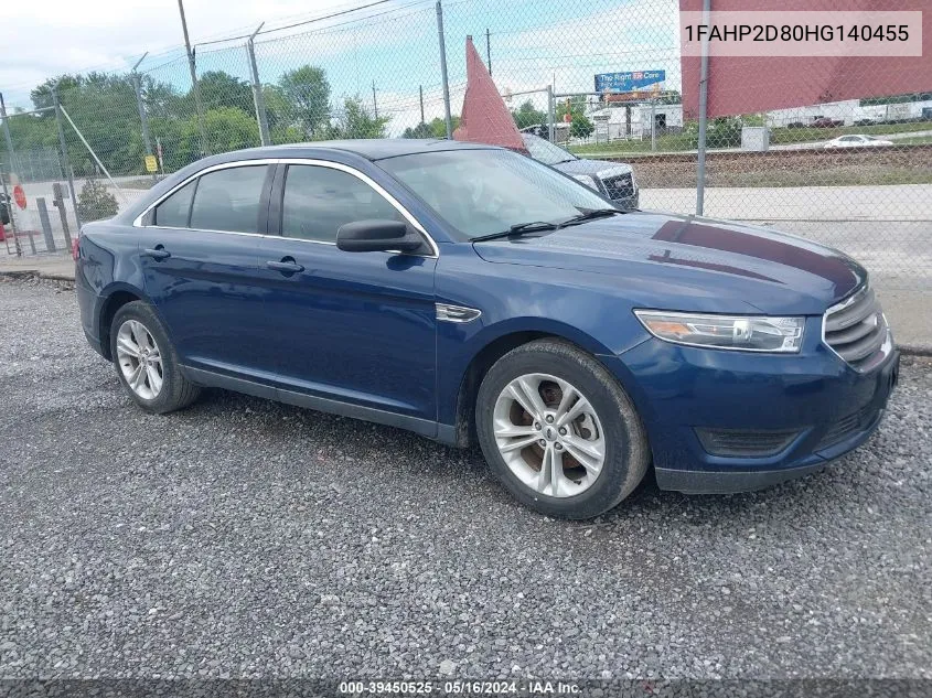 2017 Ford Taurus Se VIN: 1FAHP2D80HG140455 Lot: 39450525