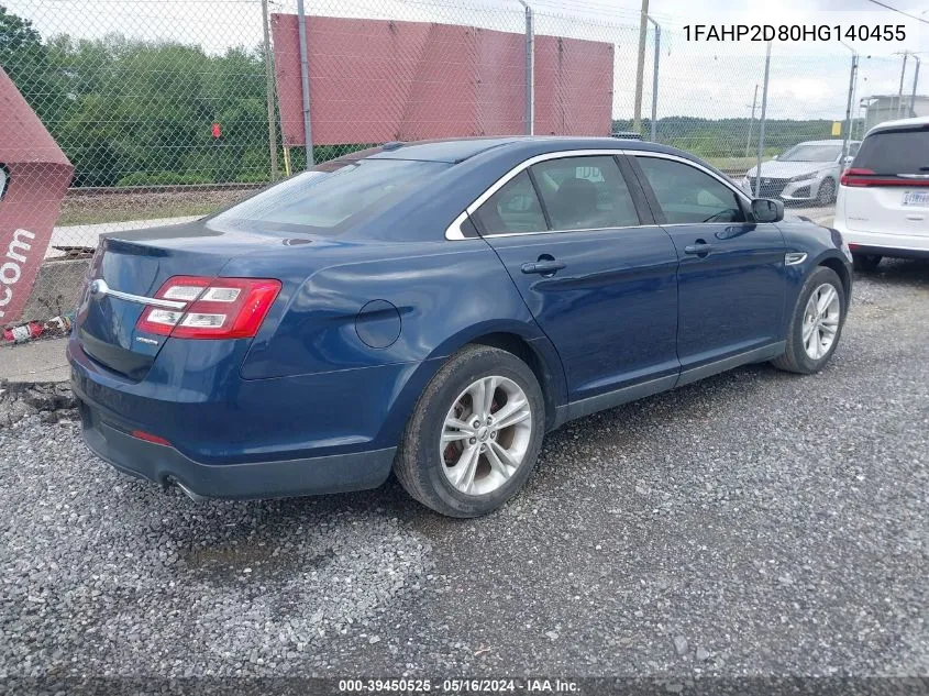 2017 Ford Taurus Se VIN: 1FAHP2D80HG140455 Lot: 39450525