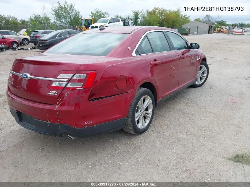 2017 Ford Taurus Sel VIN: 1FAHP2E81HG138793 Lot: 39917273