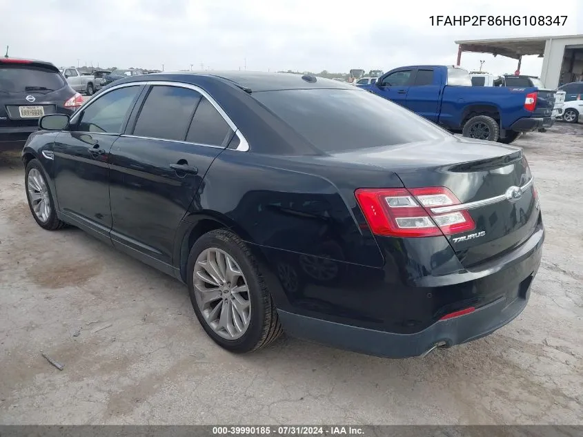 2017 Ford Taurus Limited VIN: 1FAHP2F86HG108347 Lot: 39990185