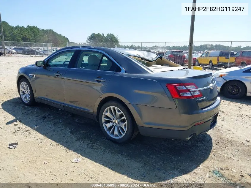 2017 Ford Taurus Limited VIN: 1FAHP2F82HG119247 Lot: 40186095