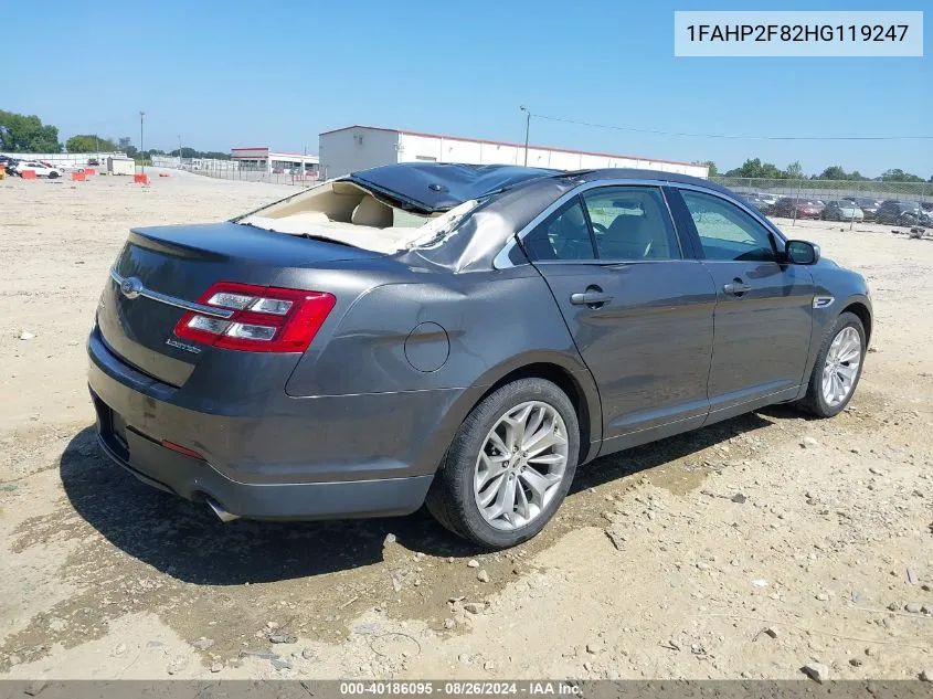 2017 Ford Taurus Limited VIN: 1FAHP2F82HG119247 Lot: 40186095