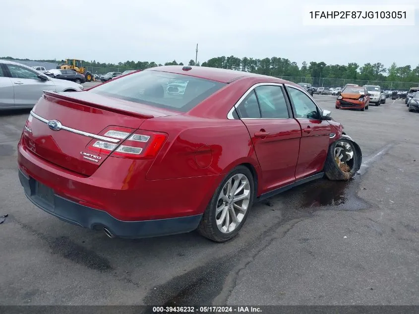 2018 Ford Taurus Limited VIN: 1FAHP2F87JG103051 Lot: 39436232