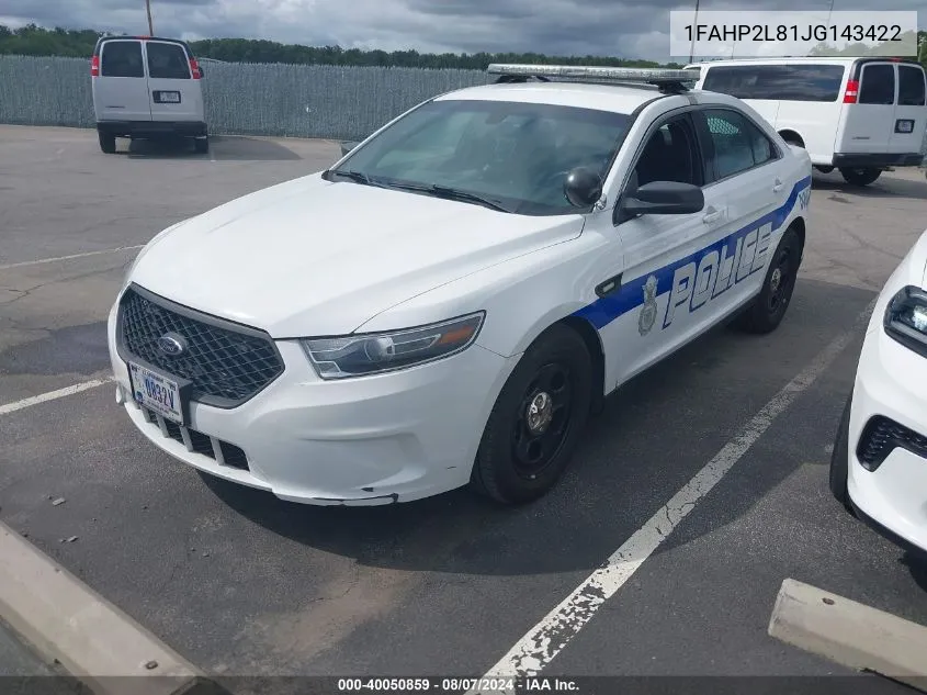 2018 Ford Taurus Police Interceptor VIN: 1FAHP2L81JG143422 Lot: 40050859