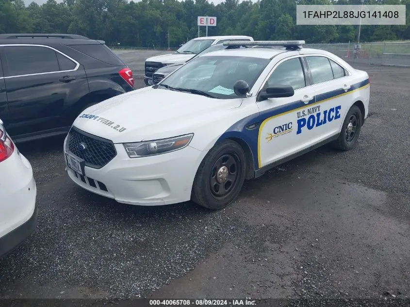 2018 Ford Taurus Police Interceptor VIN: 1FAHP2L88JG141408 Lot: 40065708