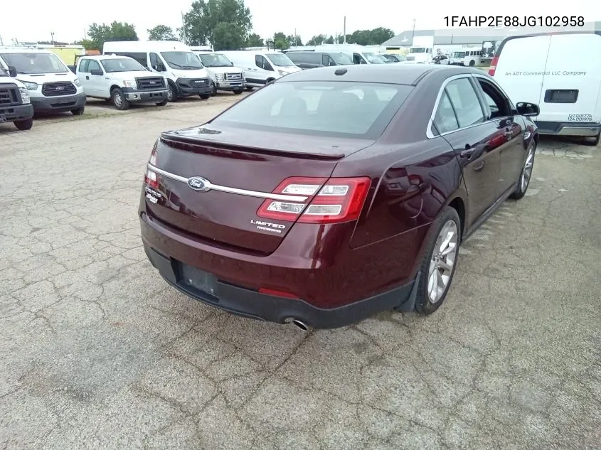 2018 Ford Taurus Limited VIN: 1FAHP2F88JG102958 Lot: 40078677