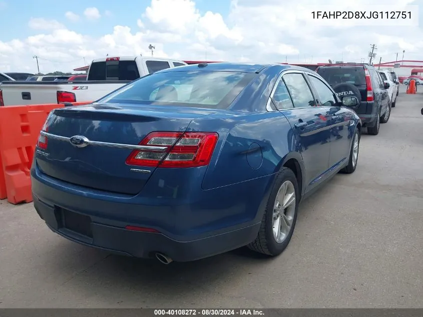 2018 Ford Taurus Se VIN: 1FAHP2D8XJG112751 Lot: 40108272