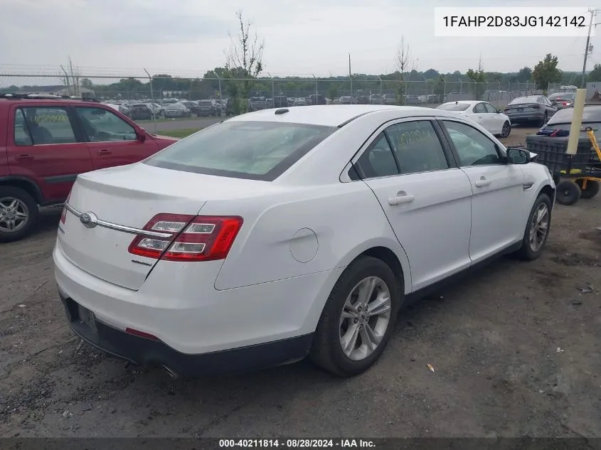 2018 Ford Taurus Se VIN: 1FAHP2D83JG142142 Lot: 40211814