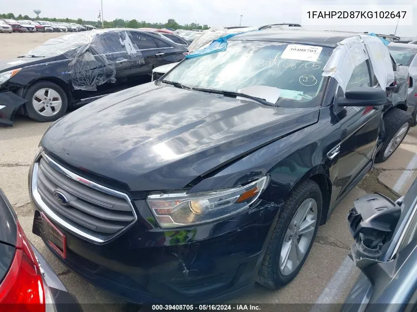 1FAHP2D87KG102647 2019 Ford Taurus Se