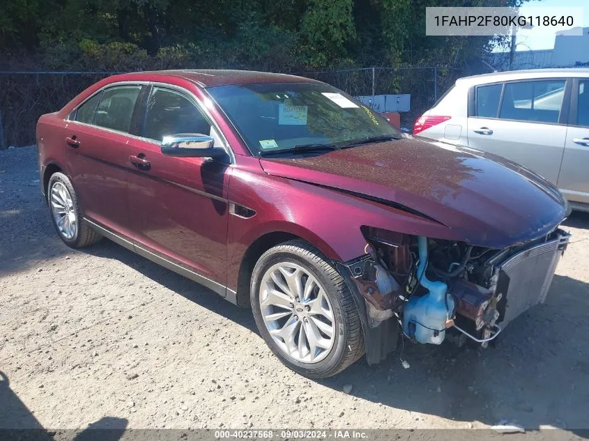 1FAHP2F80KG118640 2019 Ford Taurus Limited