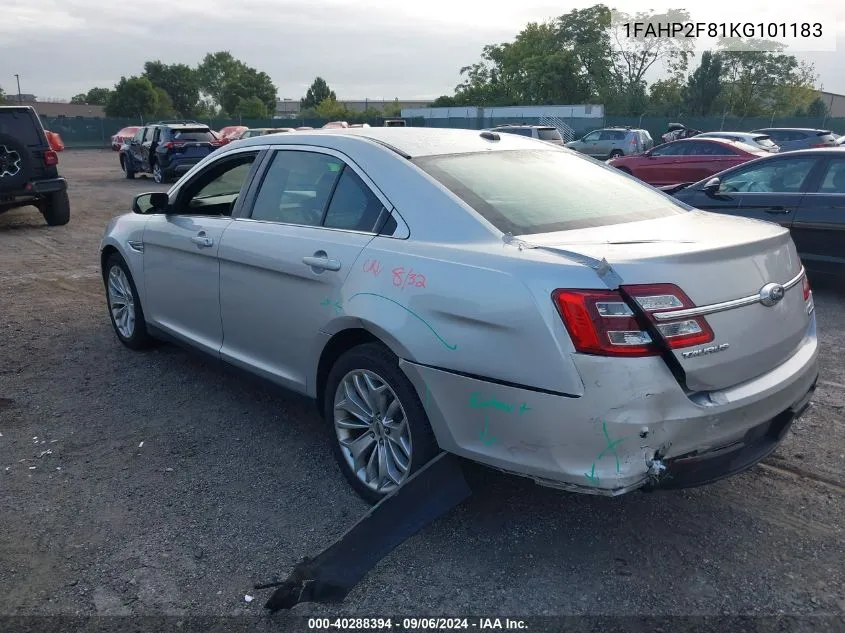 2019 Ford Taurus Limited VIN: 1FAHP2F81KG101183 Lot: 40288394