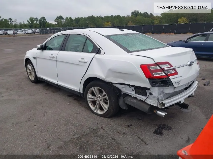 2019 Ford Taurus Sel VIN: 1FAHP2E8XKG100194 Lot: 40333141