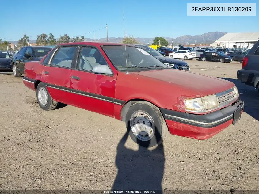 2FAPP36X1LB136209 1990 Ford Tempo Gl