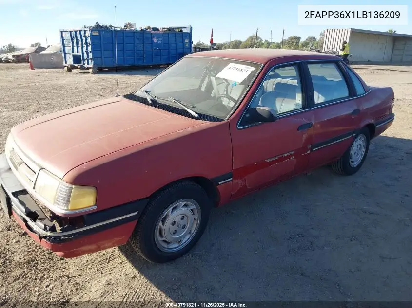 2FAPP36X1LB136209 1990 Ford Tempo Gl