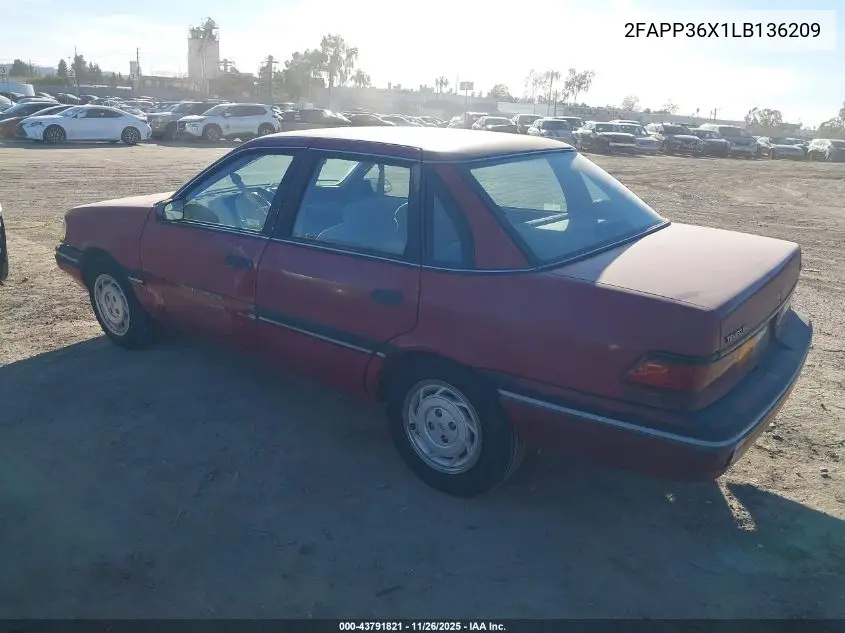 2FAPP36X1LB136209 1990 Ford Tempo Gl