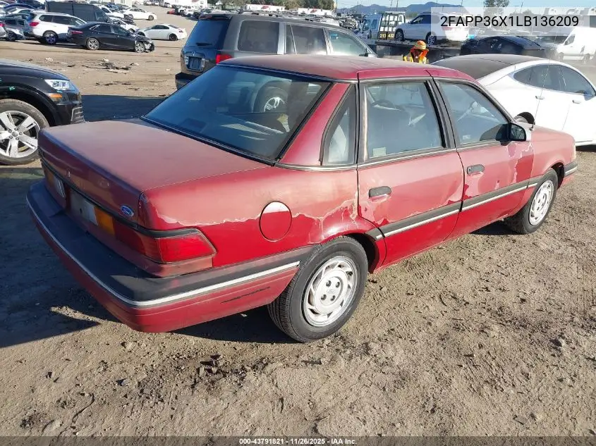 2FAPP36X1LB136209 1990 Ford Tempo Gl