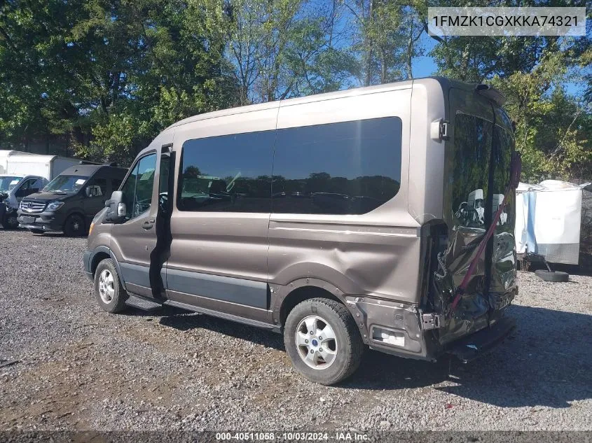 1FMZK1CGXKKA74321 2019 Ford Transit-150 Xlt