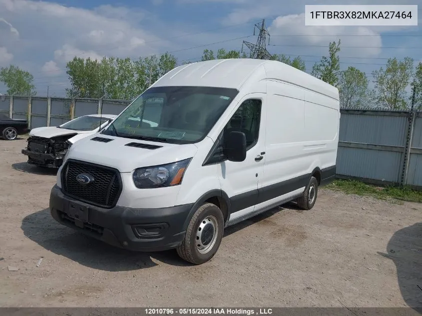 2021 Ford Transit T-250 VIN: 1FTBR3X82MKA27464 Lot: 12010796