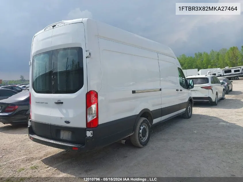 2021 Ford Transit T-250 VIN: 1FTBR3X82MKA27464 Lot: 12010796