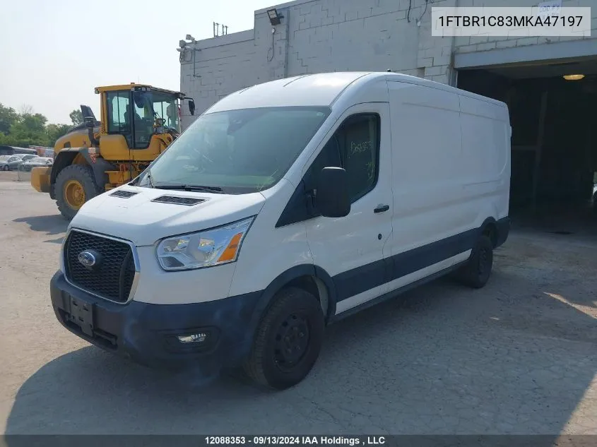 2021 Ford Transit T-250 VIN: 1FTBR1C83MKA47197 Lot: 12088353