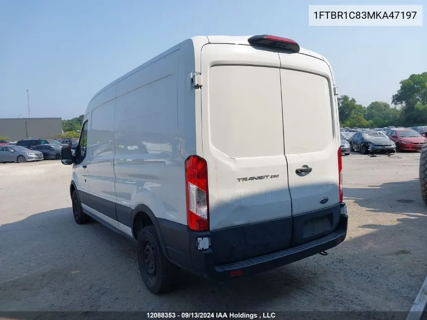 2021 Ford Transit T-250 VIN: 1FTBR1C83MKA47197 Lot: 12088353