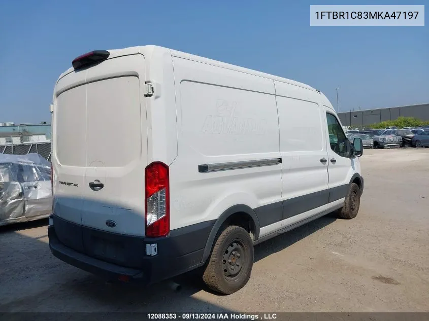 2021 Ford Transit T-250 VIN: 1FTBR1C83MKA47197 Lot: 12088353