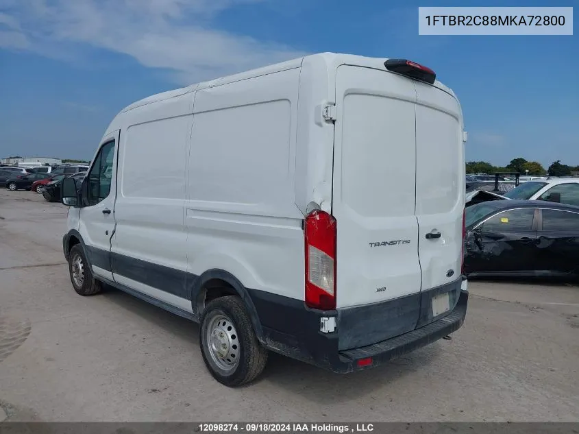 2021 Ford Transit T-250 VIN: 1FTBR2C88MKA72800 Lot: 12098274