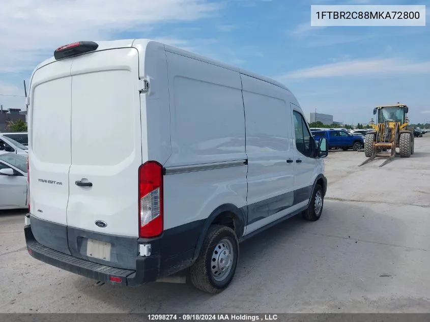 2021 Ford Transit T-250 VIN: 1FTBR2C88MKA72800 Lot: 12098274