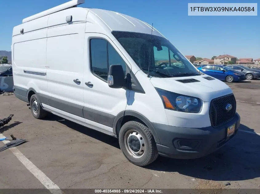 2022 Ford Transit-350 Cargo Van VIN: 1FTBW3XG9NKA40584 Lot: 40354985