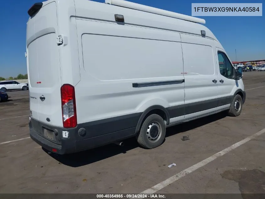 2022 Ford Transit-350 Cargo Van VIN: 1FTBW3XG9NKA40584 Lot: 40354985