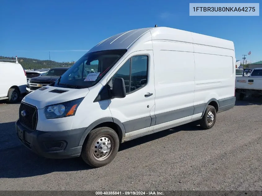 2022 Ford Transit-250 Cargo Van VIN: 1FTBR3U80NKA64275 Lot: 40385841