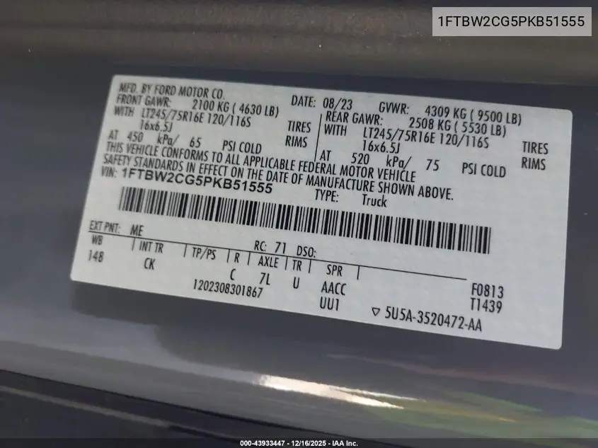 1FTBW2CG5PKB51555 2023 Ford Transit-350