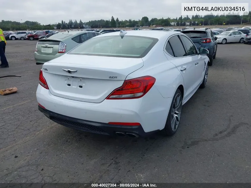 KMTG44LA0KU034516 2019 Genesis G70 2.0T Advanced