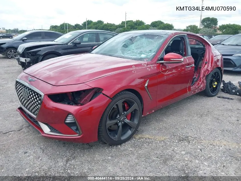 KMTG34LE4MU070590 2021 Genesis G70 3.3T Rwd