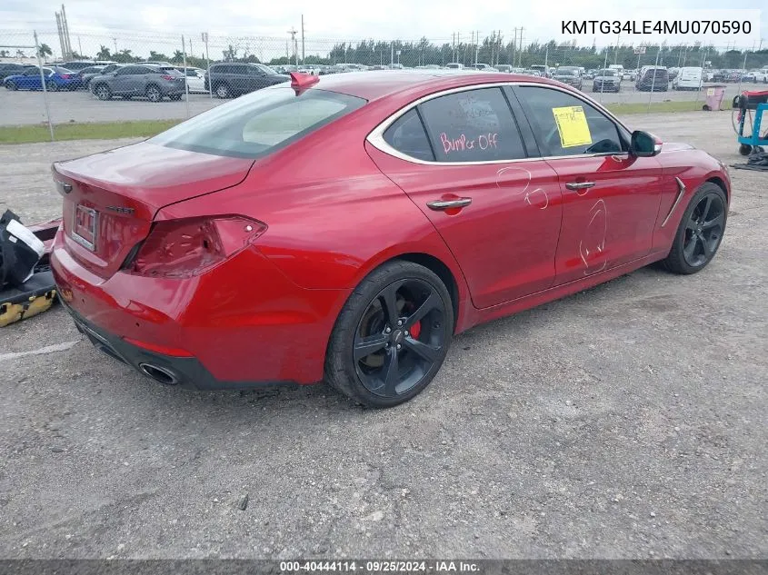 KMTG34LE4MU070590 2021 Genesis G70 3.3T Rwd