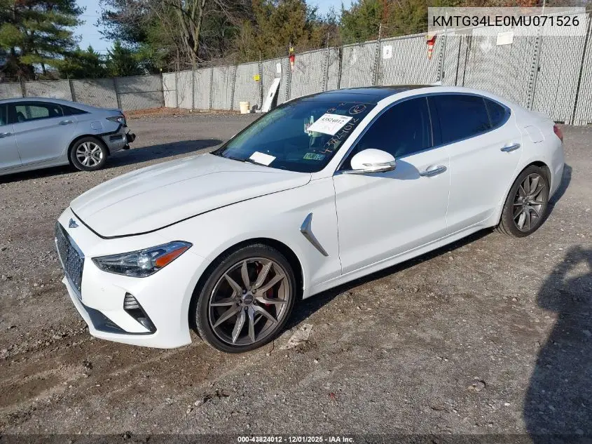 KMTG34LE0MU071526 2021 Genesis G70 3.3T Awd