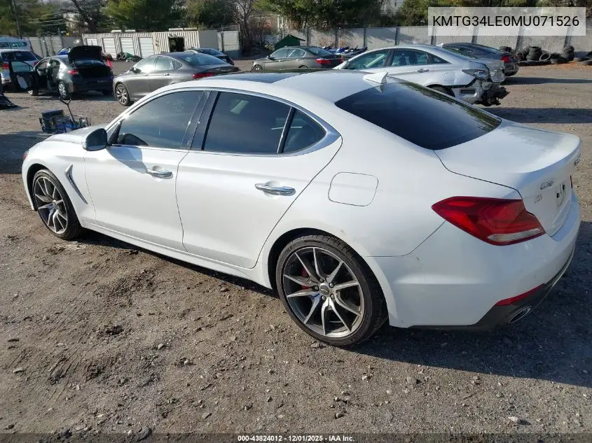 KMTG34LE0MU071526 2021 Genesis G70 3.3T Awd