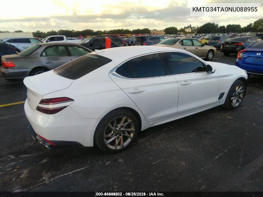 KMTG34TA0NU088955 2022 Genesis G70 2.0T Rwd