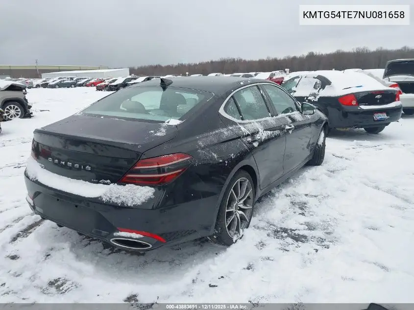KMTG54TE7NU081658 2022 Genesis G70 3.3T Awd
