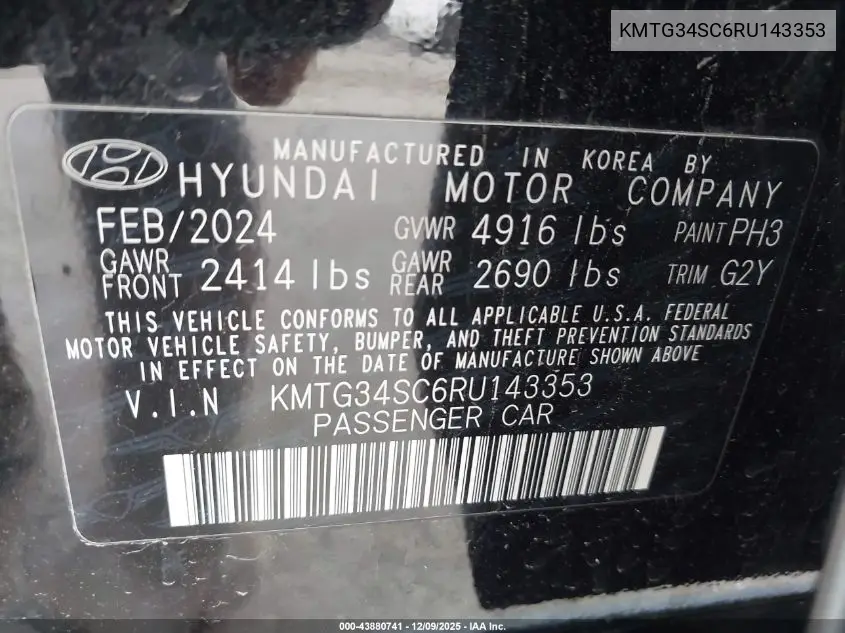 KMTG34SC6RU143353 2024 Genesis G70 2.5T Awd