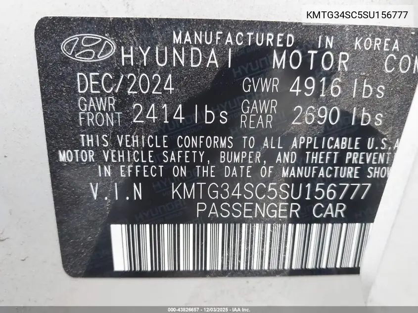 KMTG34SC5SU156777 2025 Genesis G70 2.5T Awd