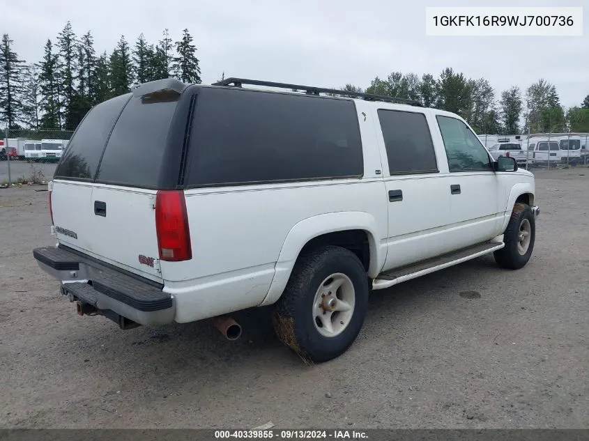 1GKFK16R9WJ700736 1998 GMC Suburban 1500 Sl