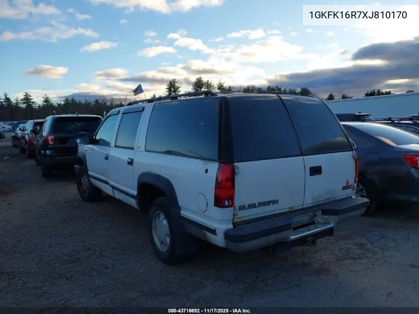 1GKFK16R7XJ810170 1999 GMC Suburban 1500 Slt Cmi