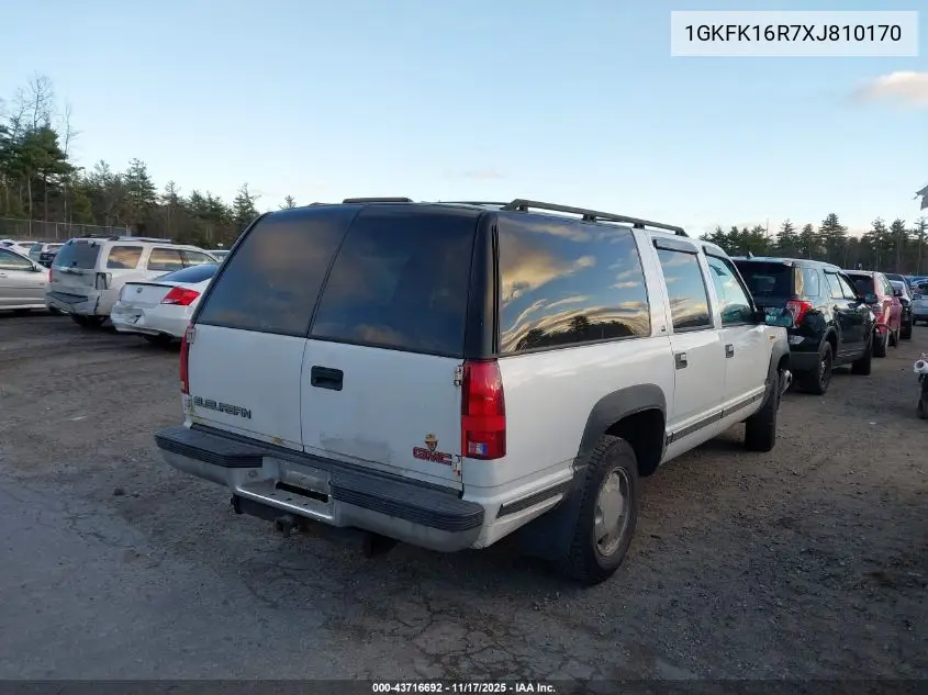 1GKFK16R7XJ810170 1999 GMC Suburban 1500 Slt Cmi